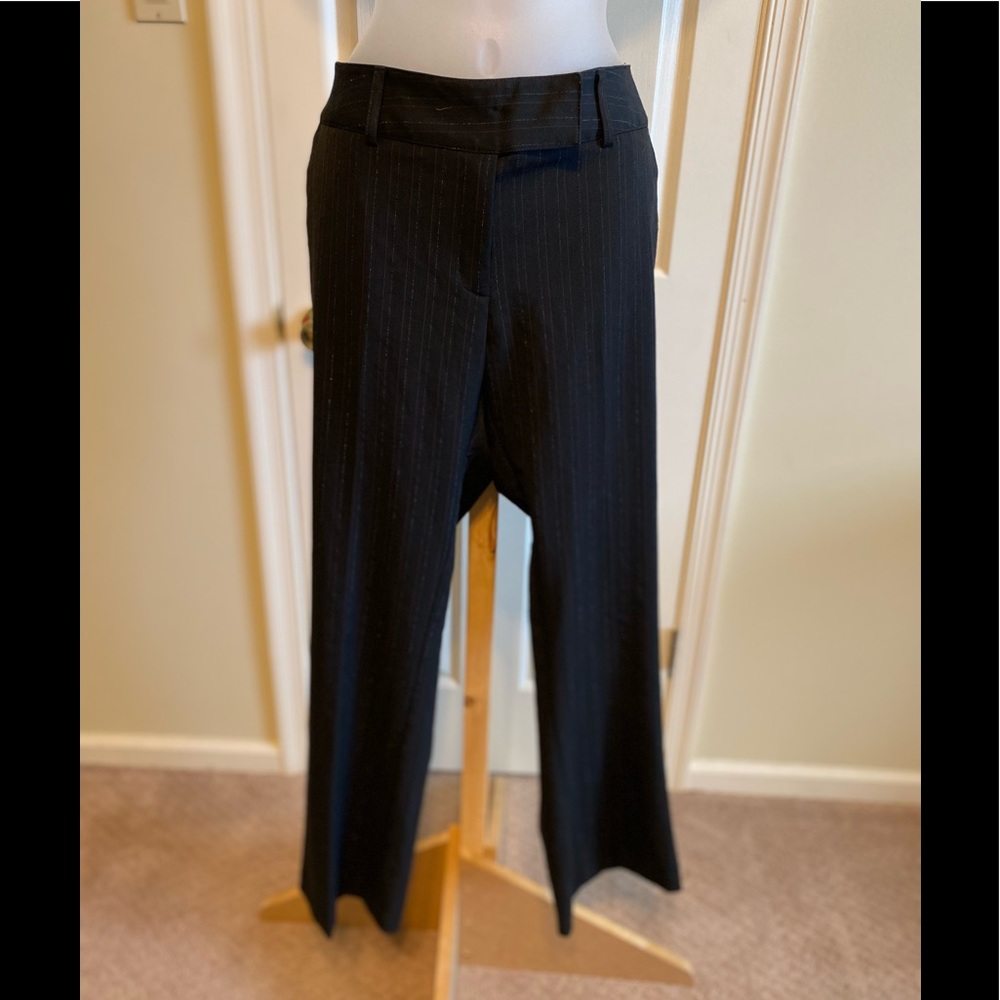 Briggs N.Y. - Woman’s black pinstripe pants (wine/gray shimmer stripes) Size:10P